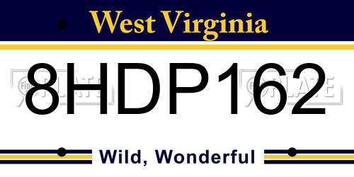 8HDP162 West Virginia License Plate