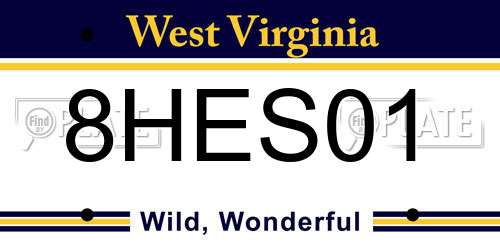 8HES01 West Virginia License Plate