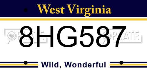 8HG587 West Virginia License Plate