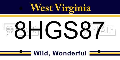 8HGS87 West Virginia License Plate