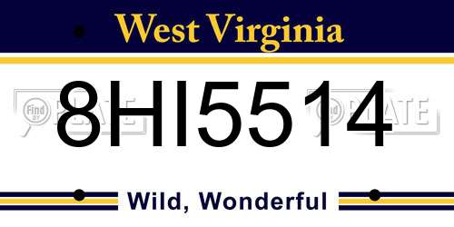 8HI5514 West Virginia License Plate