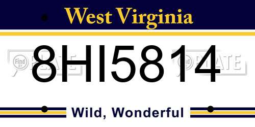 8HI5814 West Virginia License Plate