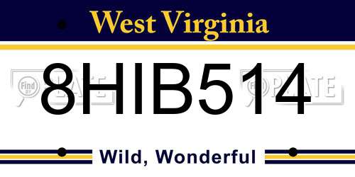 8HIB514 West Virginia License Plate