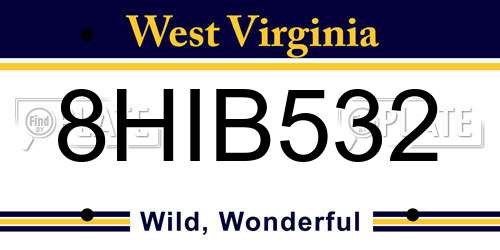8HIB532 West Virginia License Plate