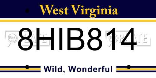 8HIB814 West Virginia License Plate