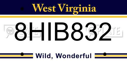 8HIB832 West Virginia License Plate