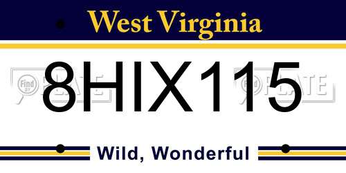 8HIX115 West Virginia License Plate