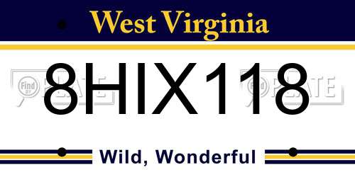 8HIX118 West Virginia License Plate