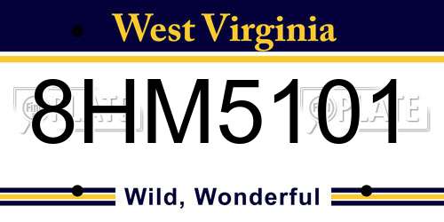 8HM5101 West Virginia License Plate