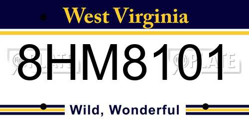8HM8101 West Virginia License Plate