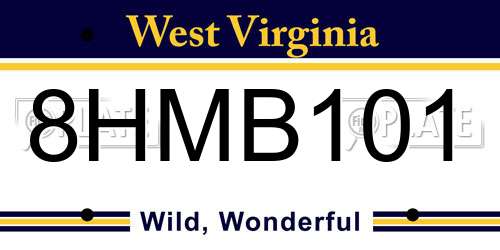 8HMB101 West Virginia License Plate