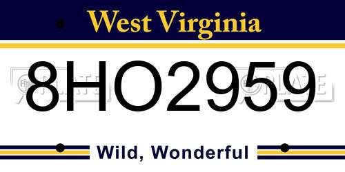 8HO2959 West Virginia License Plate
