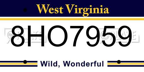 8HO7959 West Virginia License Plate