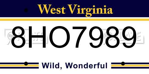 8HO7989 West Virginia License Plate