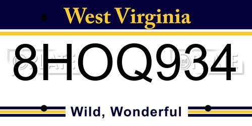 8HOQ934 West Virginia License Plate
