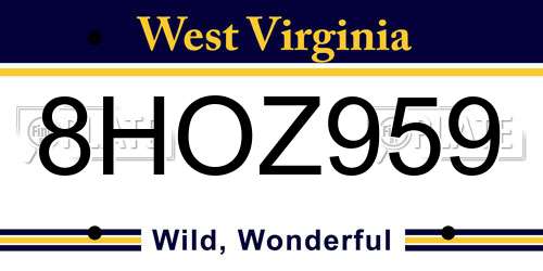 8HOZ959 West Virginia License Plate