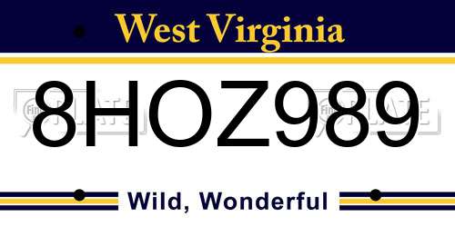 8HOZ989 West Virginia License Plate