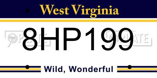 8HP199 West Virginia License Plate