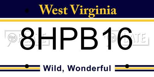8HPB16 West Virginia License Plate