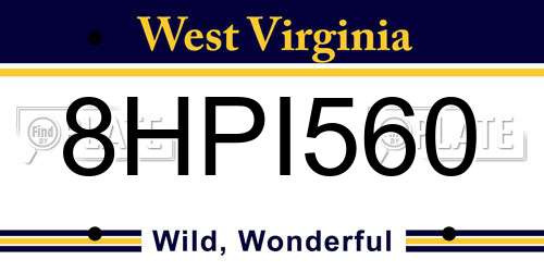 8HPI560 West Virginia License Plate