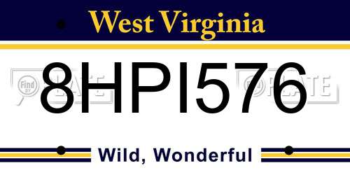 8HPI576 West Virginia License Plate