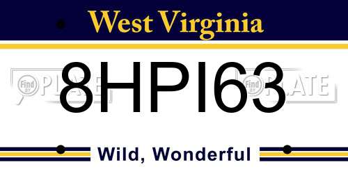 8HPI63 West Virginia License Plate