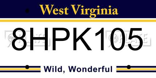 8HPK105 West Virginia License Plate