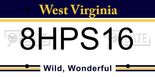8HPS16 West Virginia License Plate