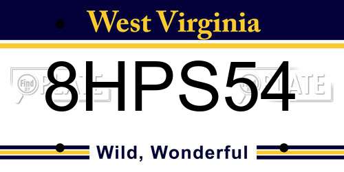 8HPS54 West Virginia License Plate