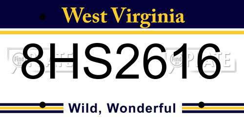 8HS2616 West Virginia License Plate