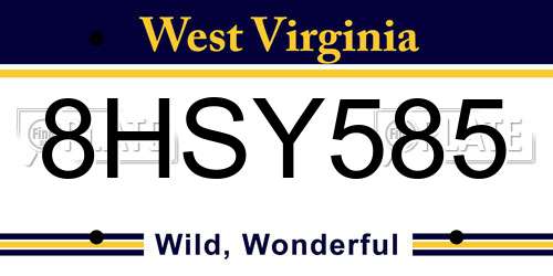 8HSY585 West Virginia License Plate