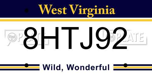 8HTJ92 West Virginia License Plate