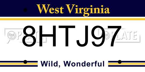 8HTJ97 West Virginia License Plate