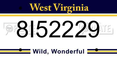 8I52229 West Virginia License Plate