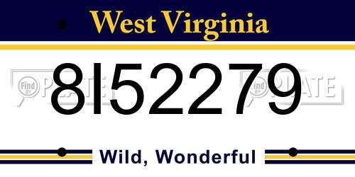 8I52279 West Virginia License Plate
