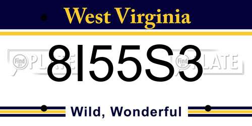 8I55S3 West Virginia License Plate