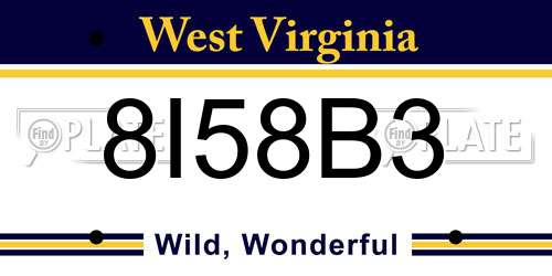 8I58B3 West Virginia License Plate