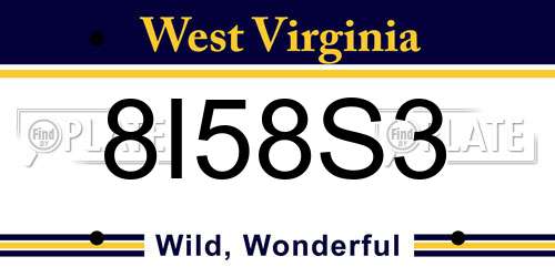 8I58S3 West Virginia License Plate