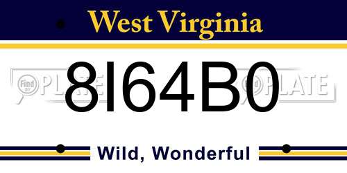 8I64B0 West Virginia License Plate