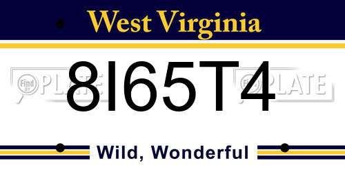 8I65T4 West Virginia License Plate