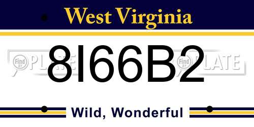 8I66B2 West Virginia License Plate