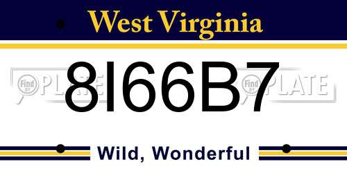 8I66B7 West Virginia License Plate
