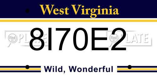 8I70E2 West Virginia License Plate