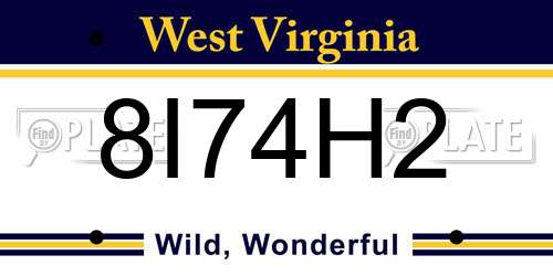 8I74H2 West Virginia License Plate