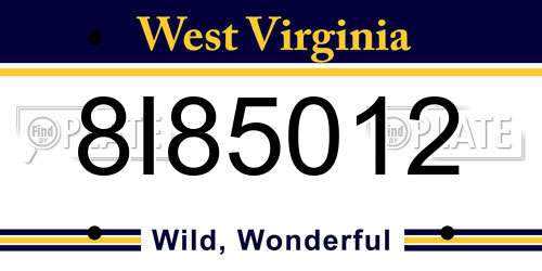 8I85012 West Virginia License Plate
