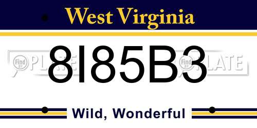 8I85B3 West Virginia License Plate