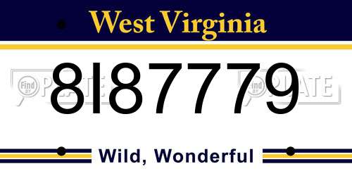 8I87779 West Virginia License Plate