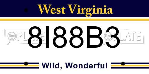 8I88B3 West Virginia License Plate
