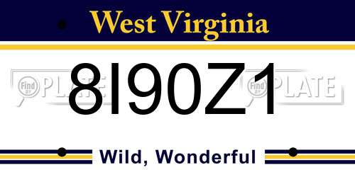 8I90Z1 West Virginia License Plate