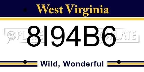8I94B6 West Virginia License Plate
